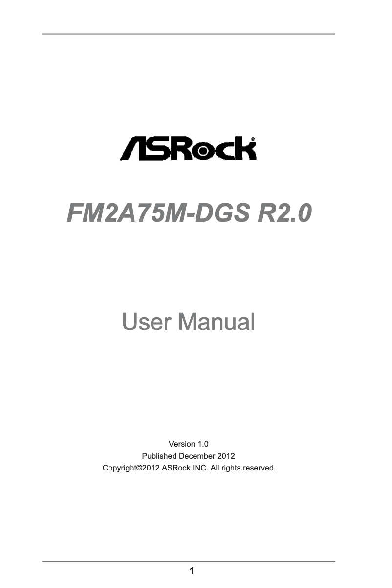 Página 1 del manual Manual de usuario Asrock FM2A75M-DGS R2.0
