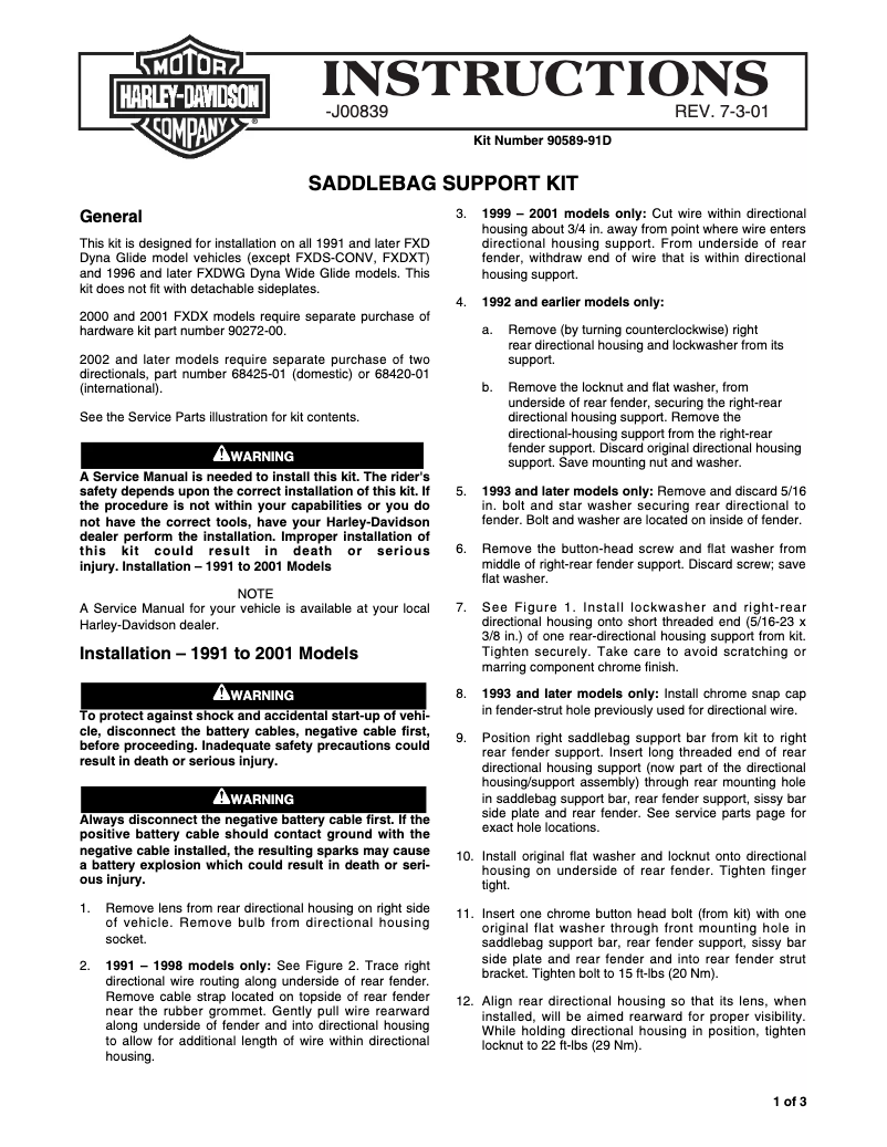 Página nº 1 - Manual de usuario Harley-Davidson J00839 (2001)