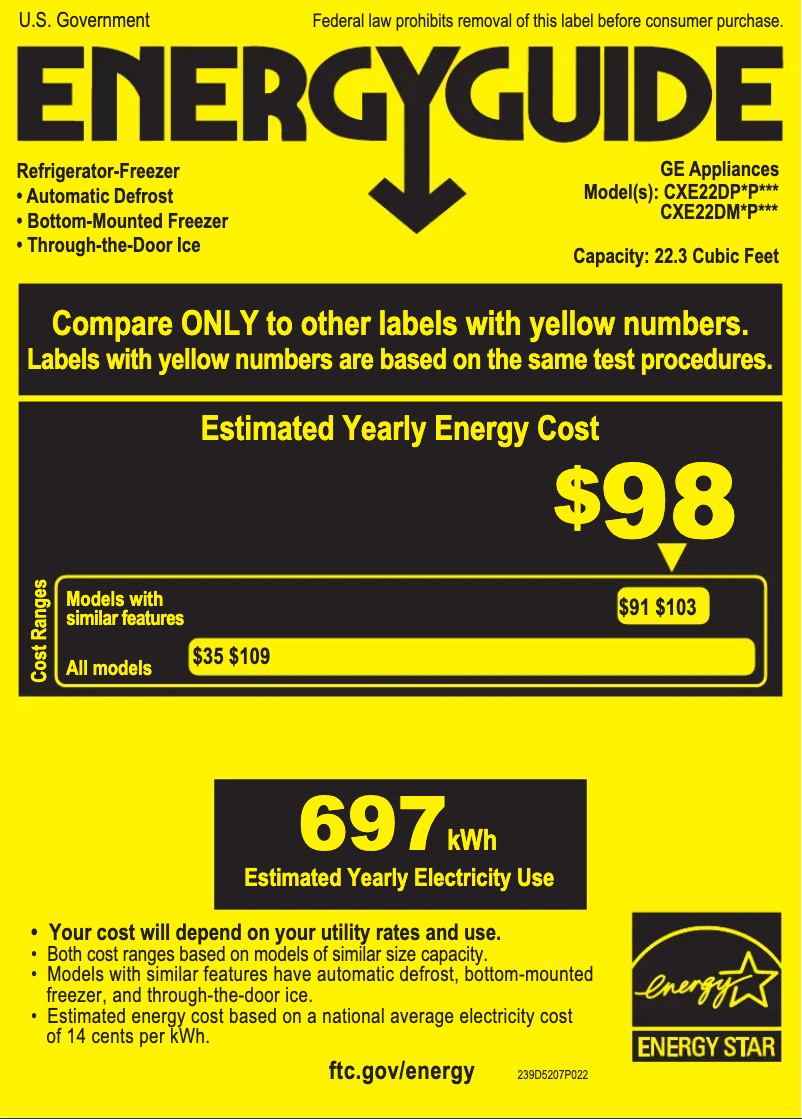 Página 1 del manual Etiqueta energética GE Café CXE22DP3PD1