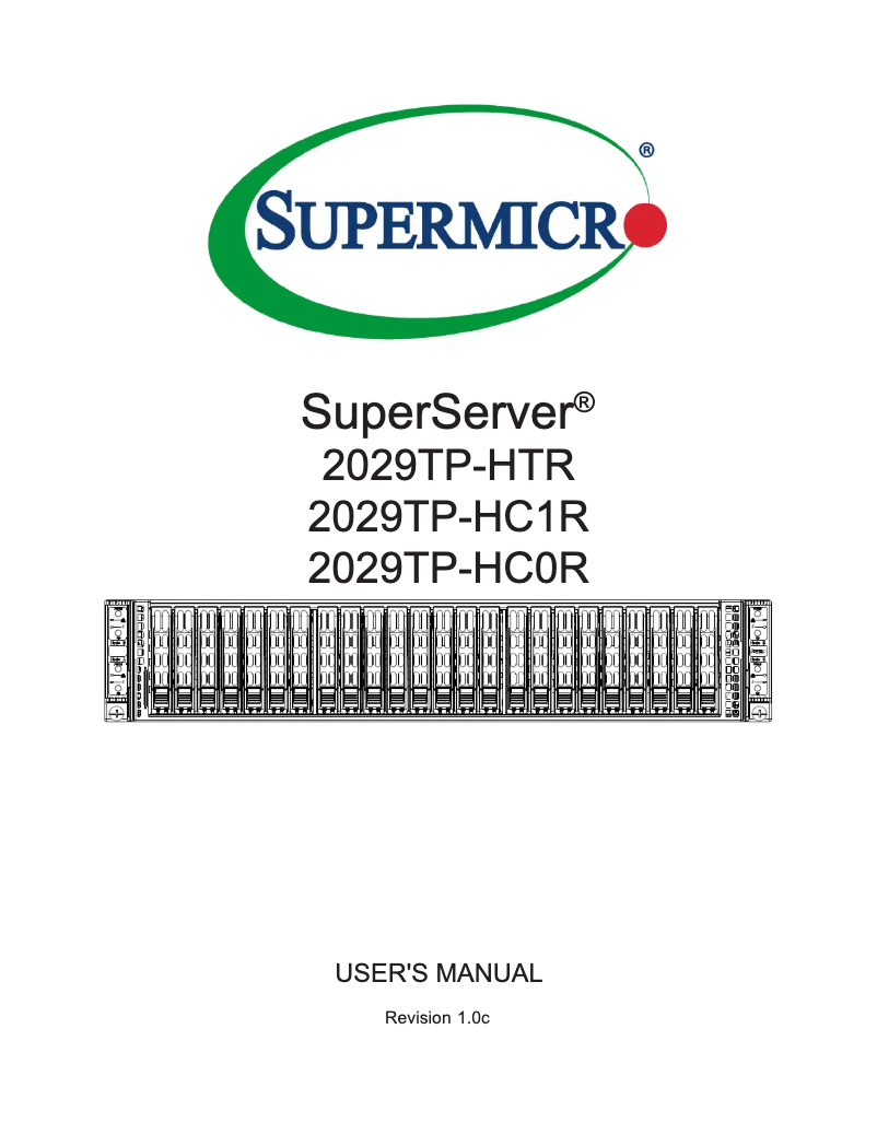 Imagen de la primera página del manual del dispositivo SuperServer 2029TP-HC1R