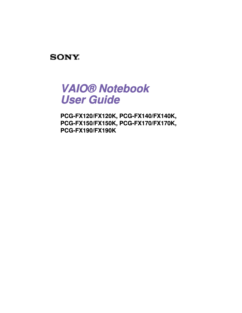 Imagen de la primera página del manual del dispositivo Vaio PCG-FX190
