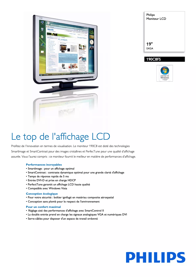 Imagen de la primera página del manual del dispositivo 190C8FS