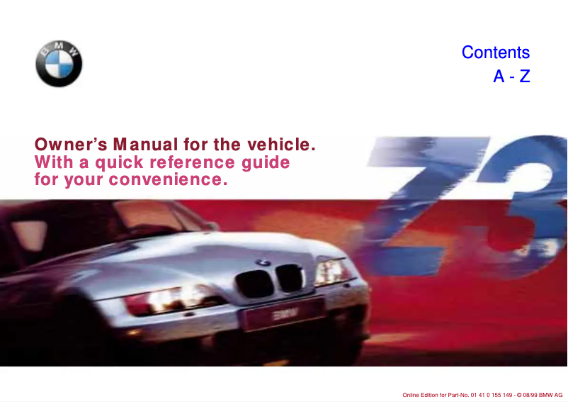 Imagen de la primera página del manual del dispositivo Z3 Roadster 2.3 (1999)