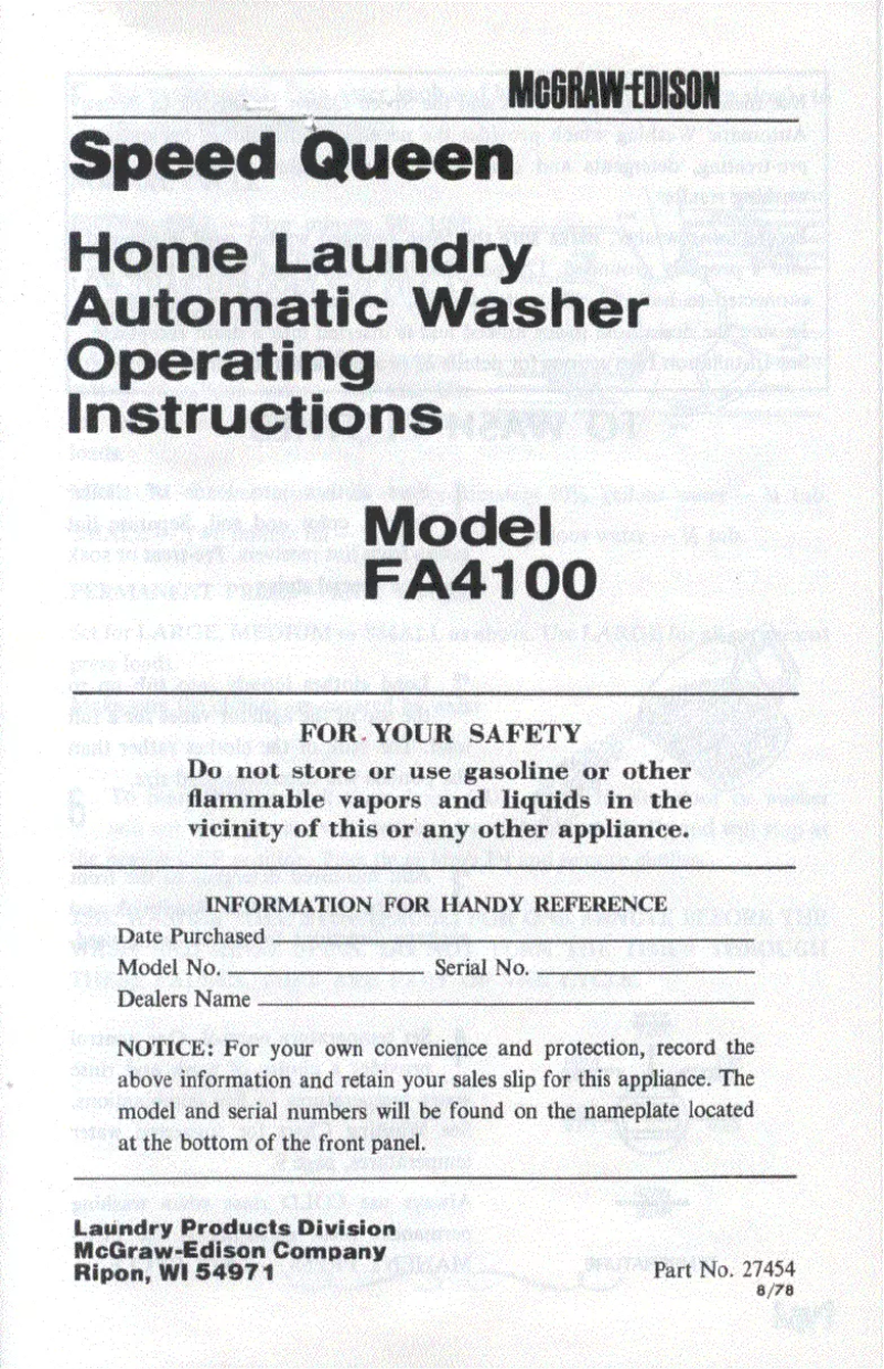Imagen de la primera página del manual del dispositivo FA4100