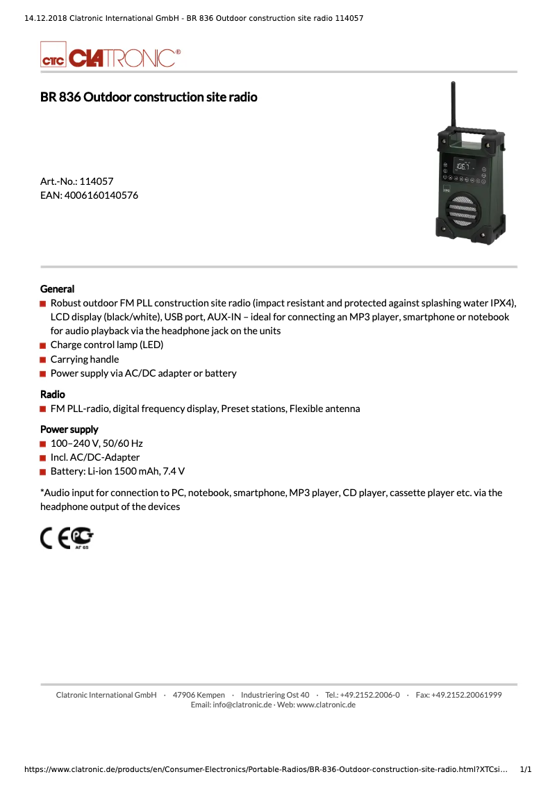 Imagen de la primera página del manual del dispositivo BR 836