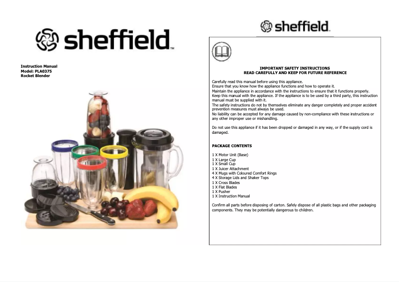 Página 1 del manual Manual de usuario Sheffield PLA0375