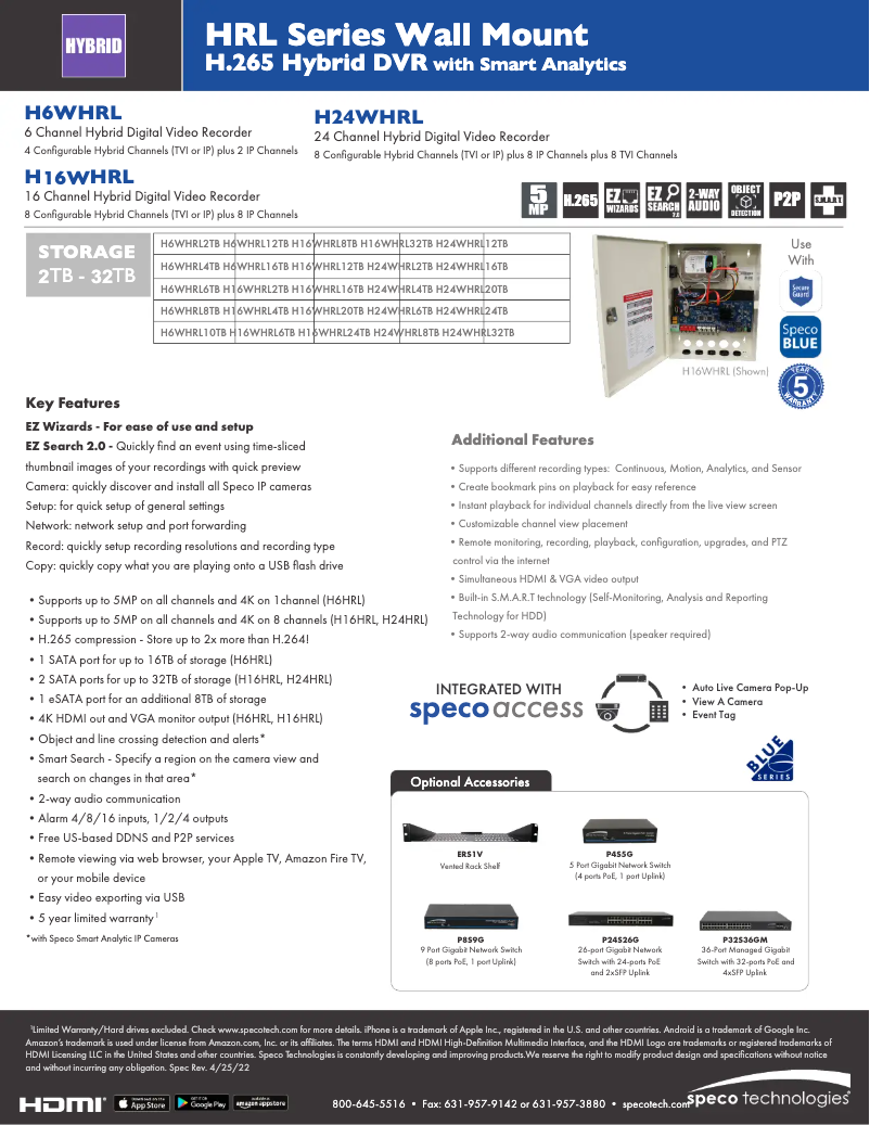 Página nº 1 - Ficha técnica Speco Technologies H6WHRL