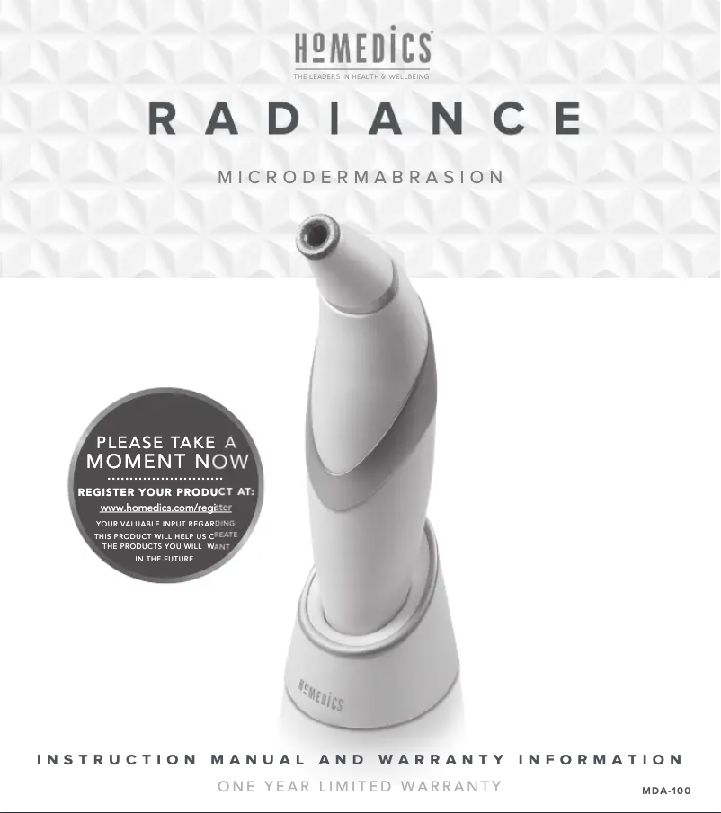 Página 1 del manual Manual de usuario Homedics Radiance MDA-100