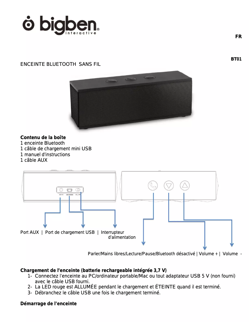 Página nº 1 - Manual de usuario Bigben Interactive BT01USA