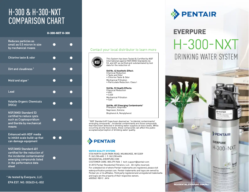 Página 1 del manual Folleto Everpure H-300-NXT