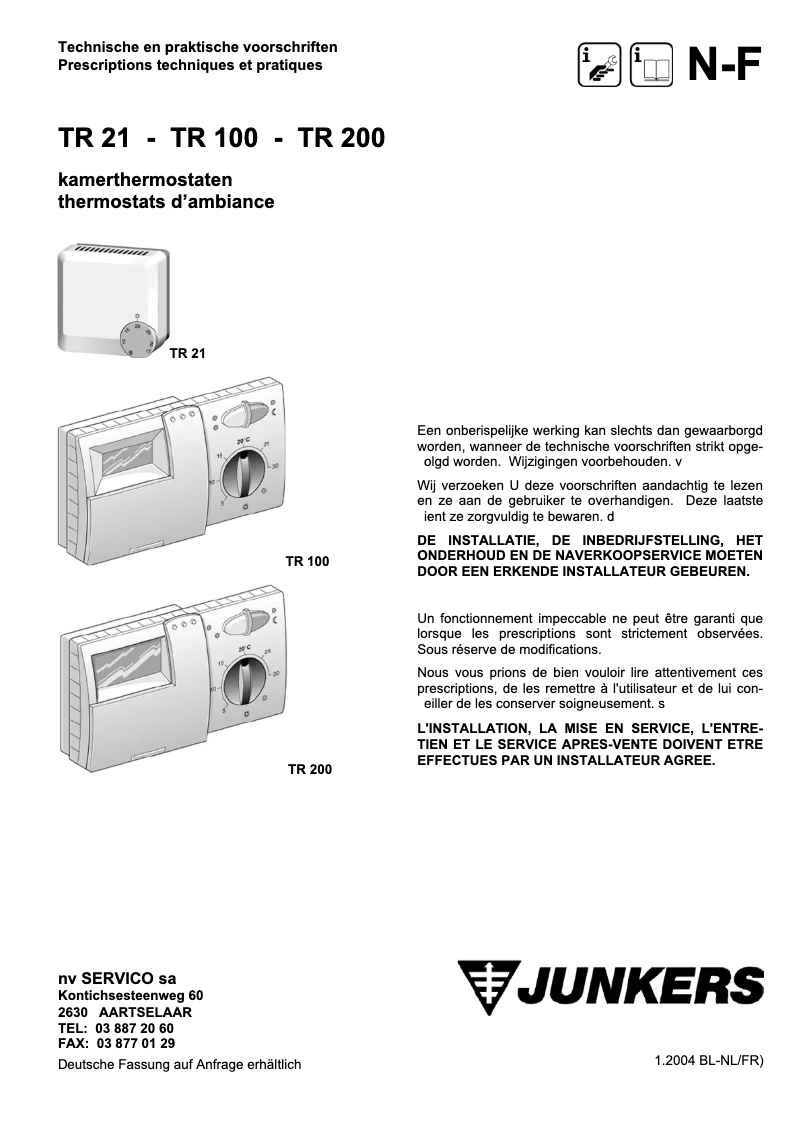 Imagen de la primera página del manual del dispositivo TR 100