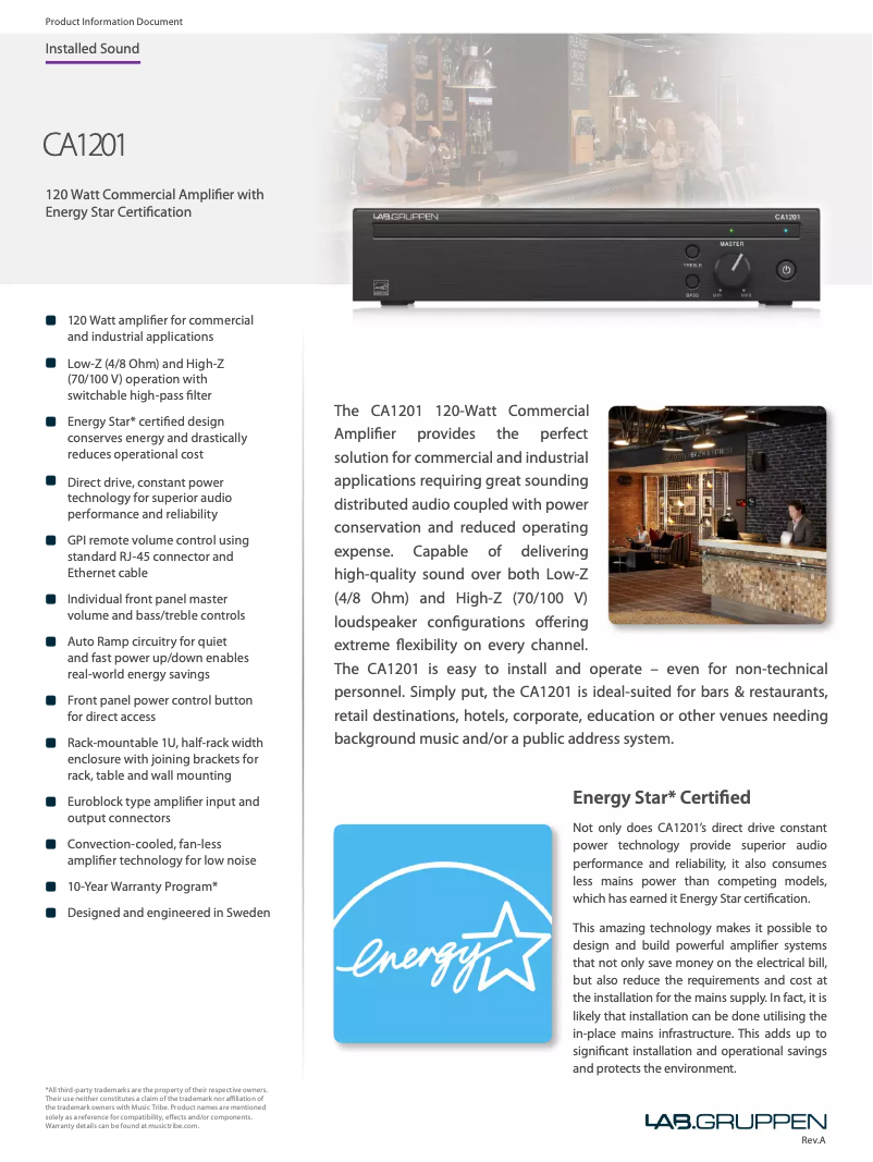 Imagen de la primera página del manual del dispositivo CA1201