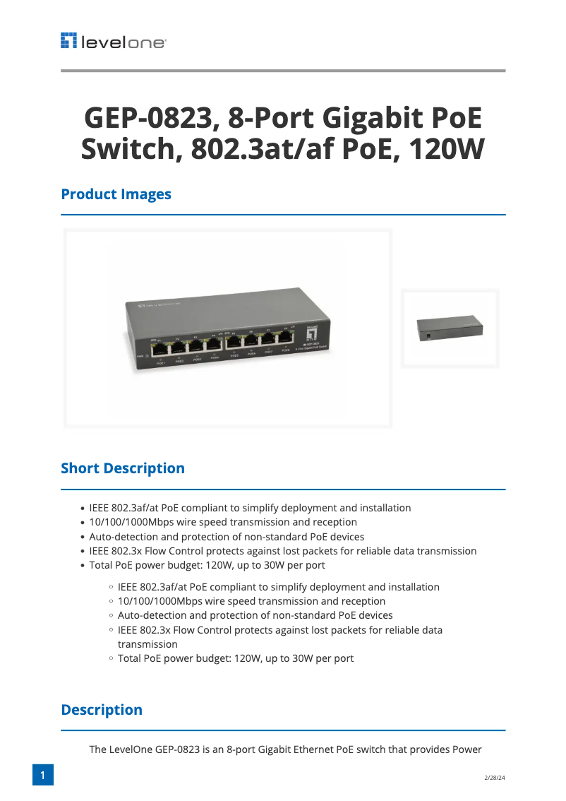 Imagen de la primera página del manual del dispositivo GEP-0823