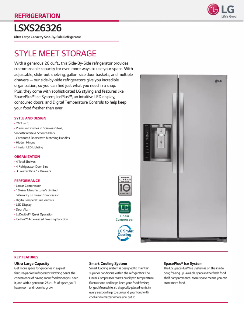 Página nº 1 - Ficha técnica LG LSXS26326