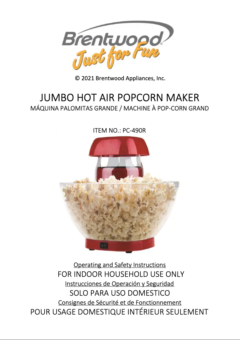 Página nº 1 - Manual de usuario Brentwood PC-490R