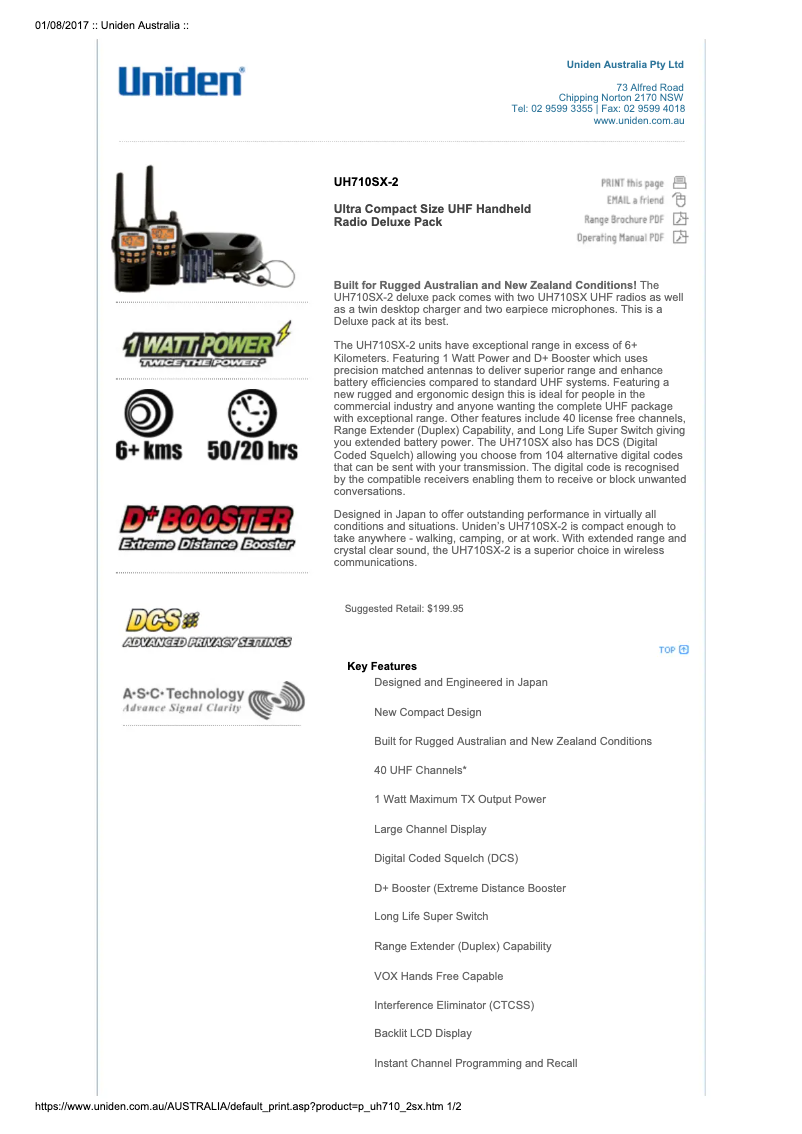Imagen de la primera página del manual del dispositivo UH710SX-2