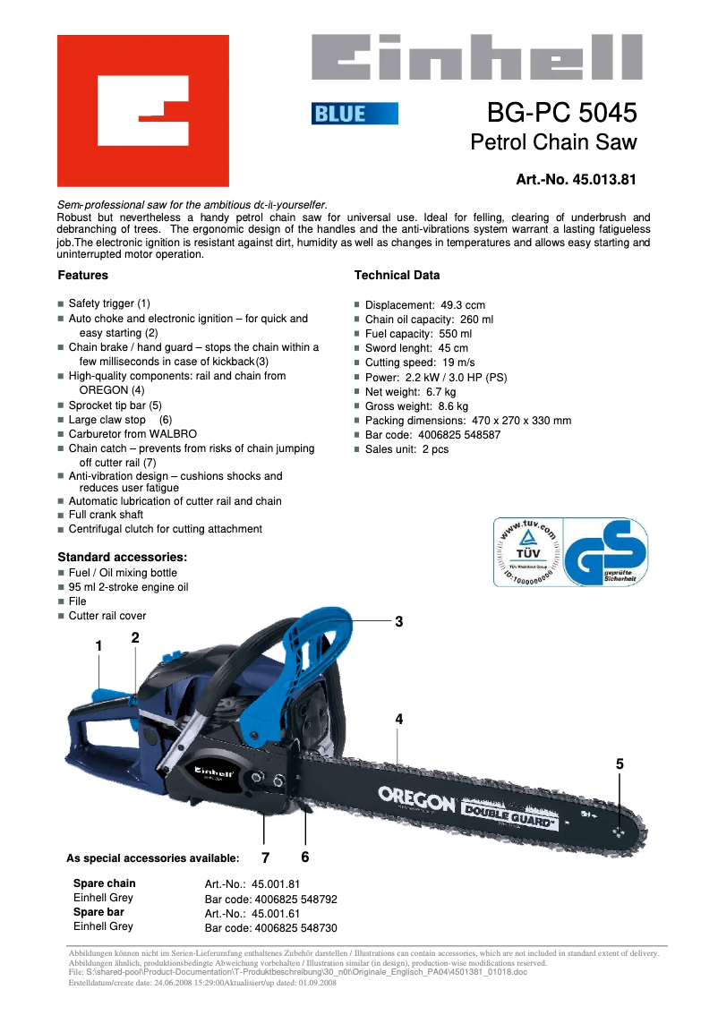 Imagen de la primera página del manual del dispositivo BG-PC 5045