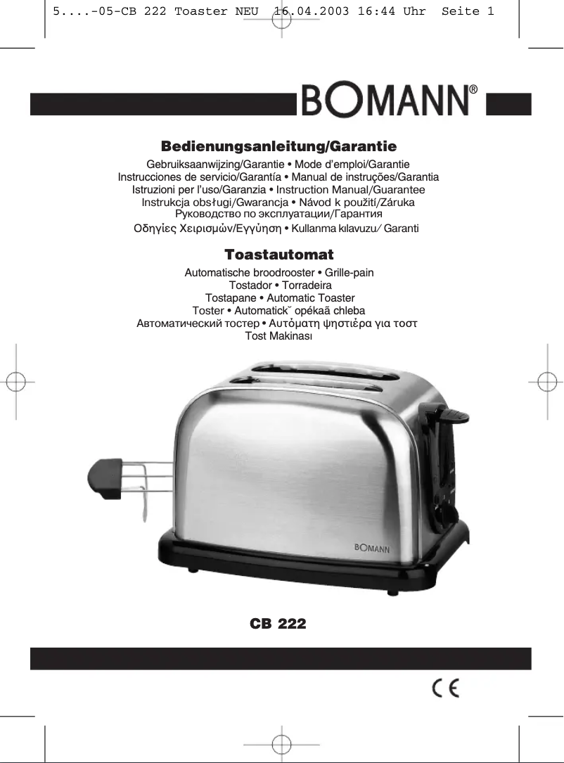 Imagen de la primera página del manual del dispositivo CB 222