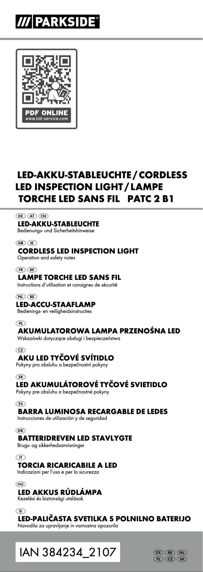 Imagen de la primera página del manual del dispositivo PATC 2 B1