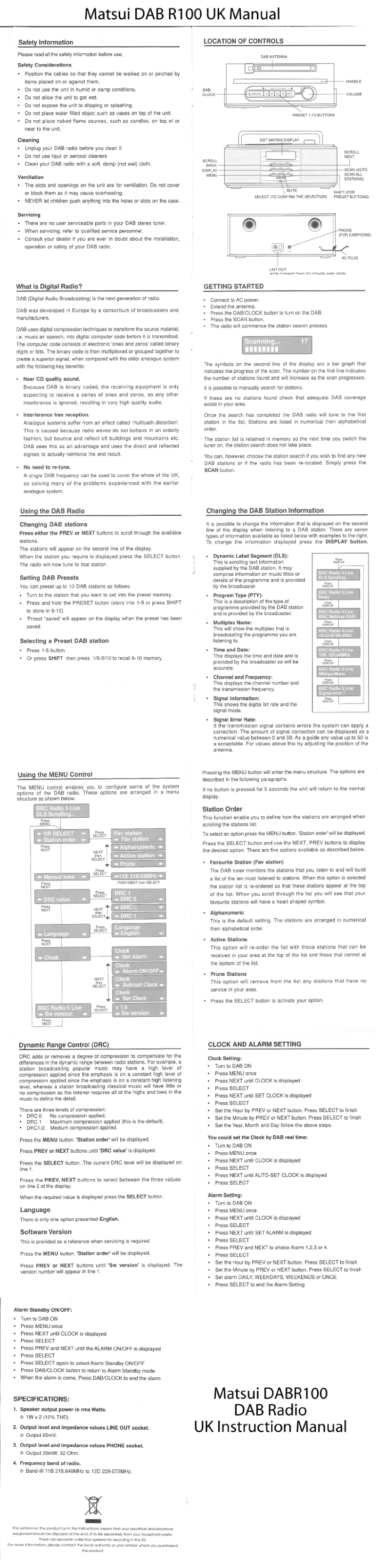 Imagen de la primera página del manual del dispositivo DAB R100