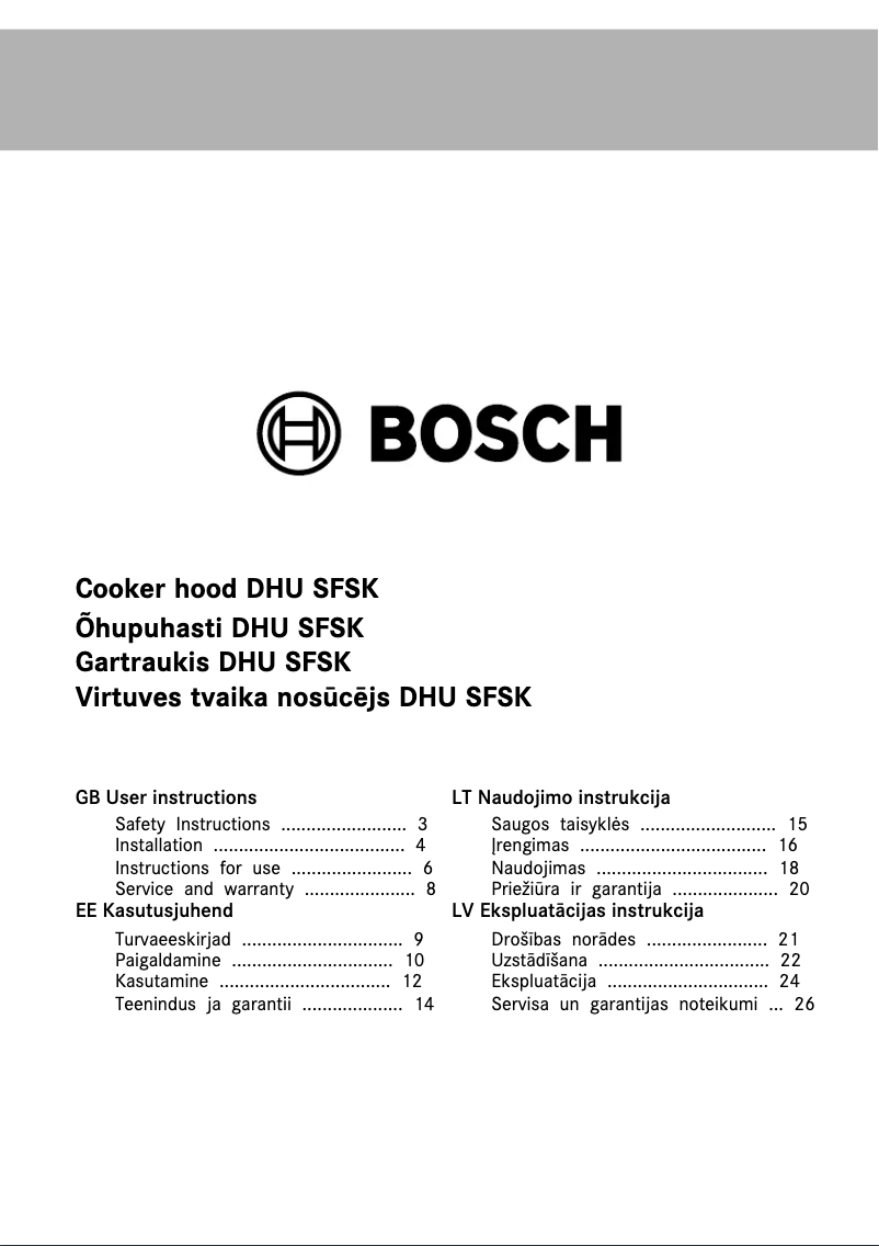 Página nº 1 - Manual de usuario Bosch Serie | 2 DHU30SFSK