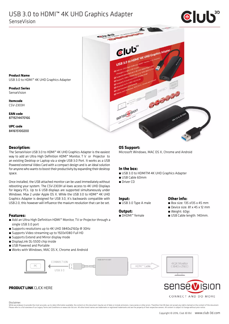 Imagen de la primera página del manual del dispositivo CSV-2303H