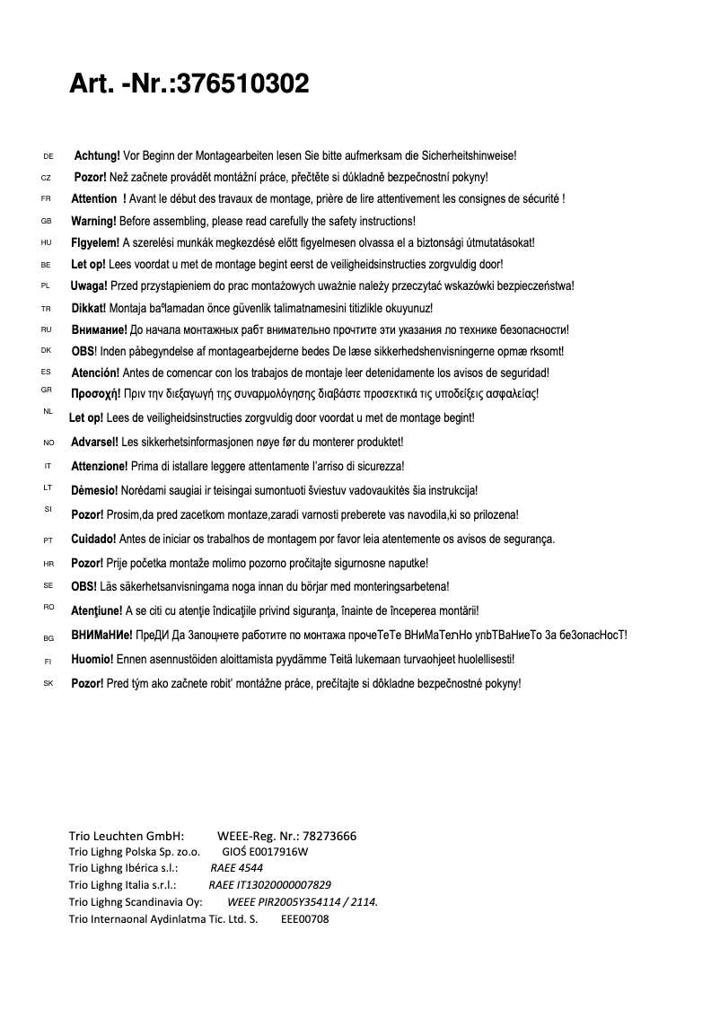 Imagen de la primera página del manual del dispositivo Romino 376510302