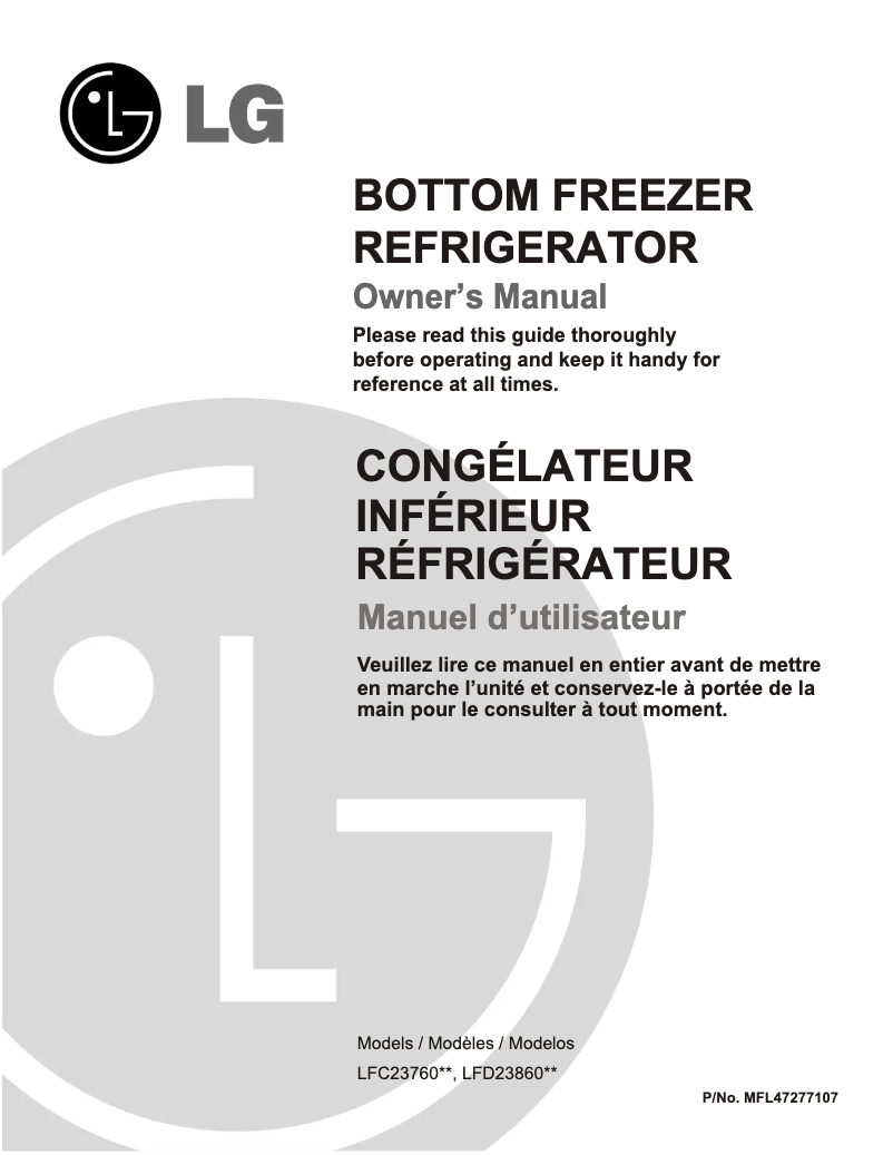 Imagen de la primera página del manual del dispositivo LFD23860ST