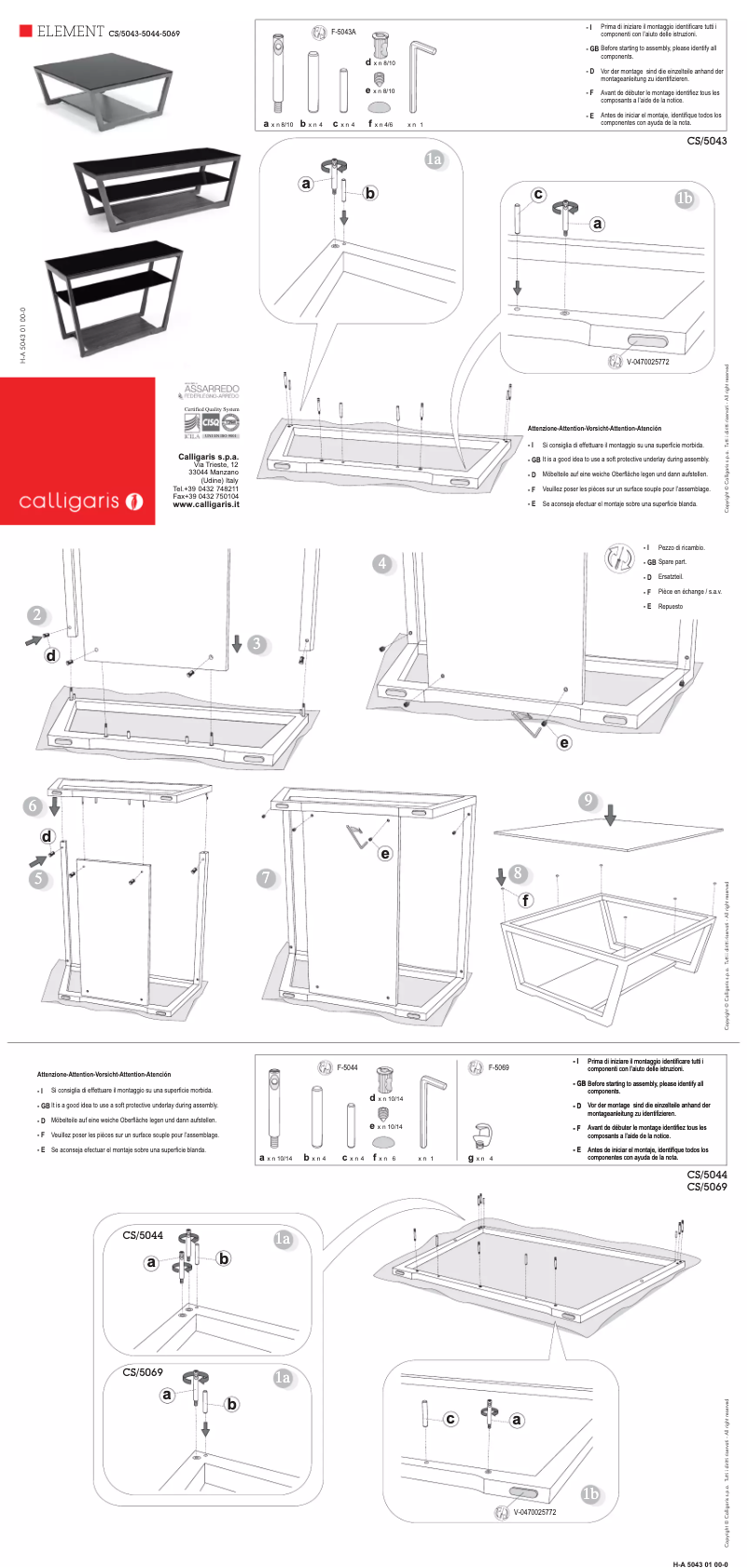 Página 1 del manual Manual de usuario Calligaris .com ELEMENT