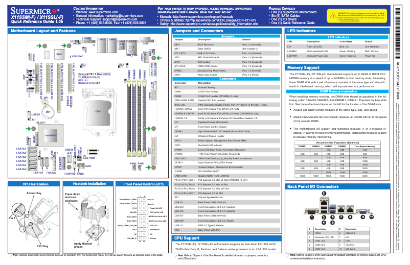 Página 1 del manual Guía de inicio rápido Supermicro X11SSL