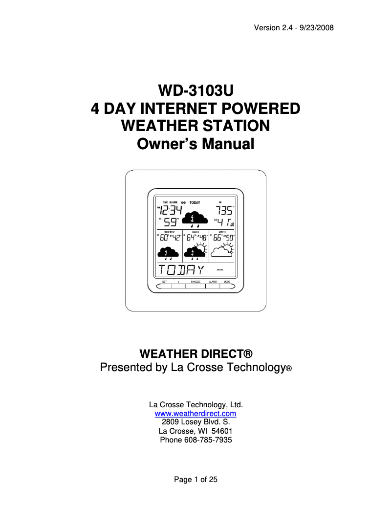 Página nº 1 - Manual de usuario La Crosse Technology WD-3103U