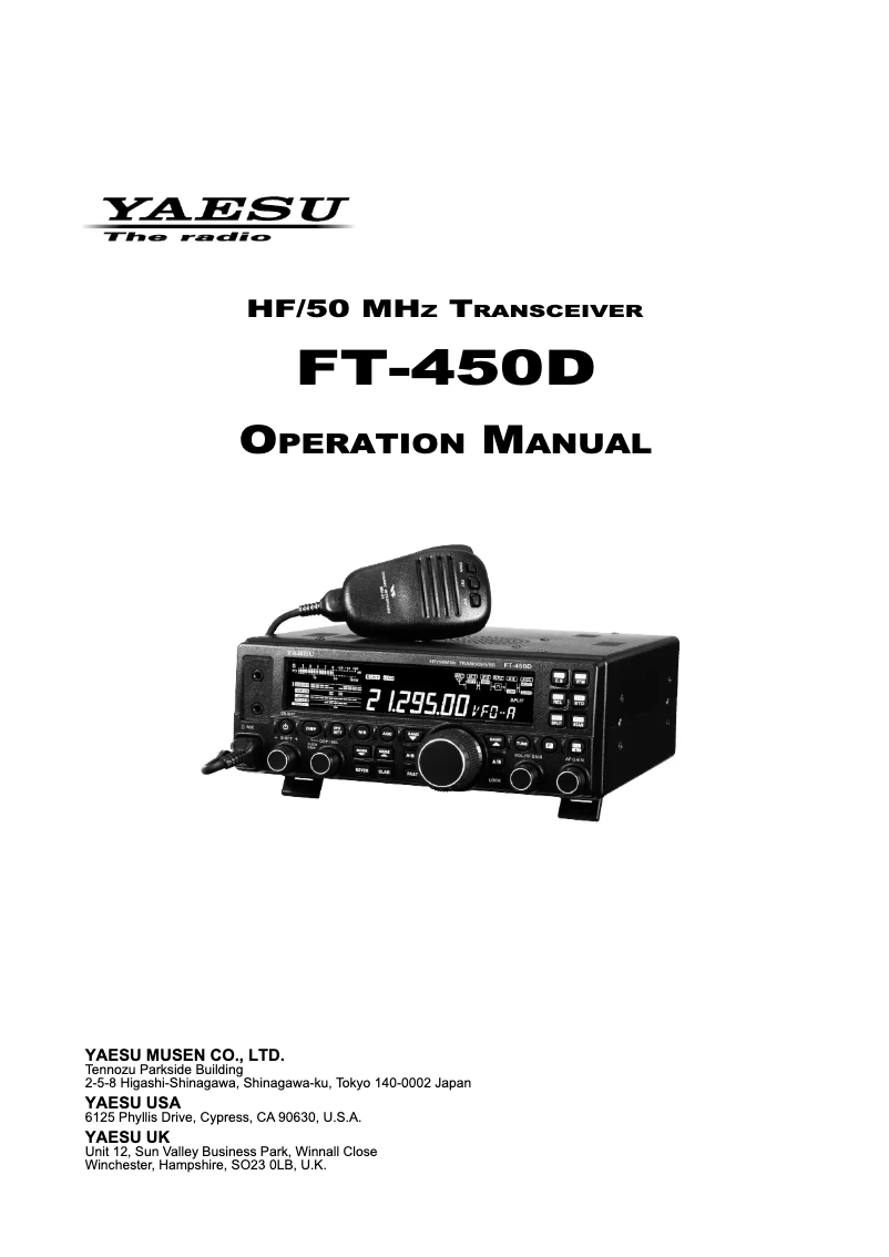 Imagen de la primera página del manual del dispositivo FT-450D