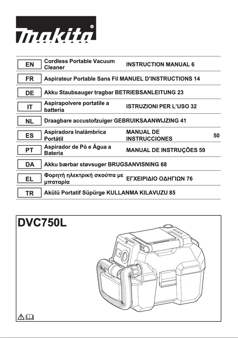 Página 1 del manual Manual de usuario Makita DVC750L