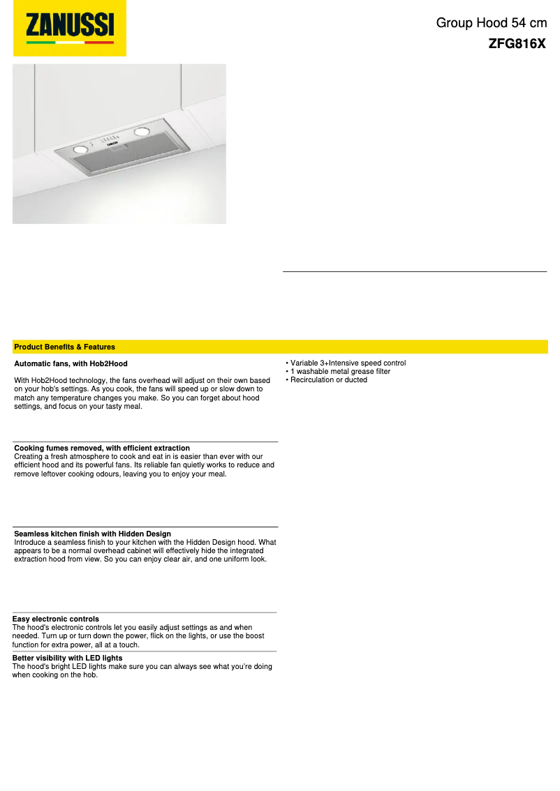 Imagen de la primera página del manual del dispositivo ZFG816X
