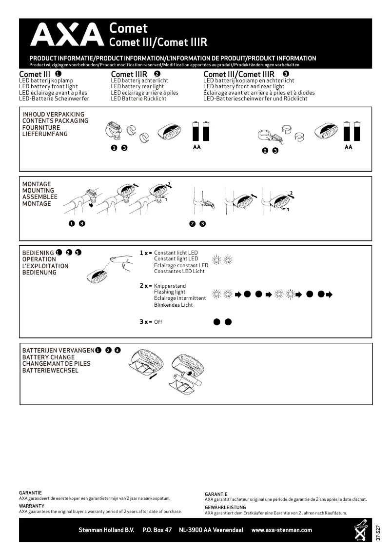 Imagen de la primera página del manual del dispositivo Comet III