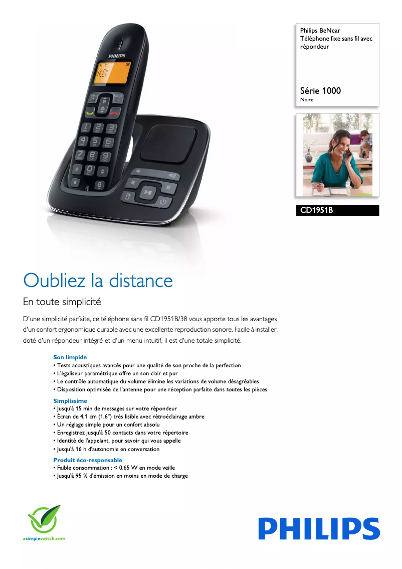 Página nº 1 - Ficha técnica Philips BeNear CD1951B