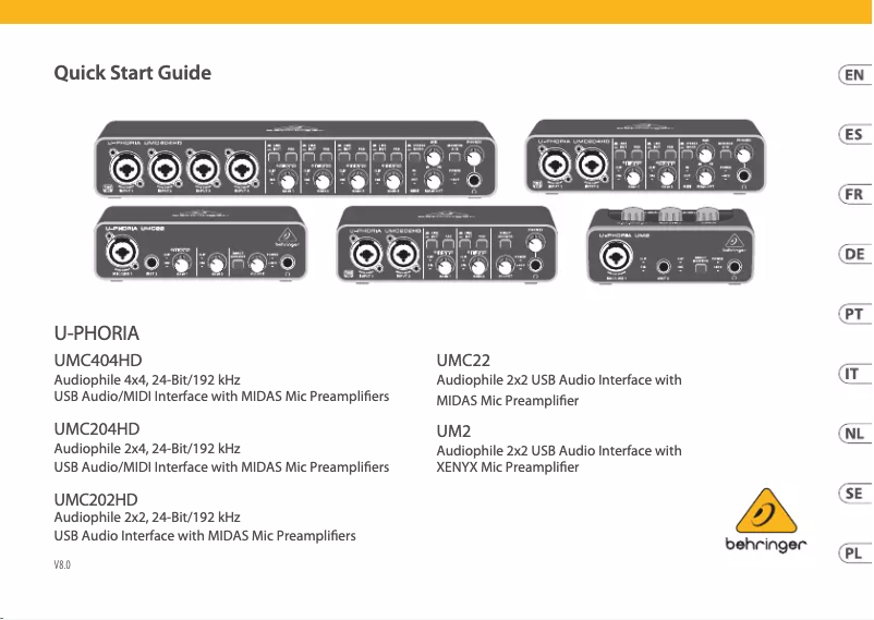 Imagen de la primera página del manual del dispositivo U-Phoria UMC202HD