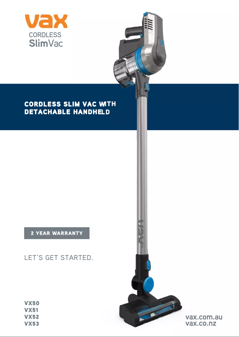 Imagen de la primera página del manual del dispositivo Cordless SlimVac VX51
