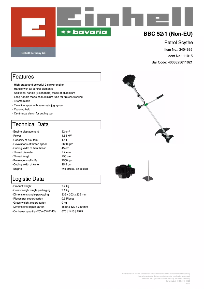 Imagen de la primera página del manual del dispositivo BBC 52/1