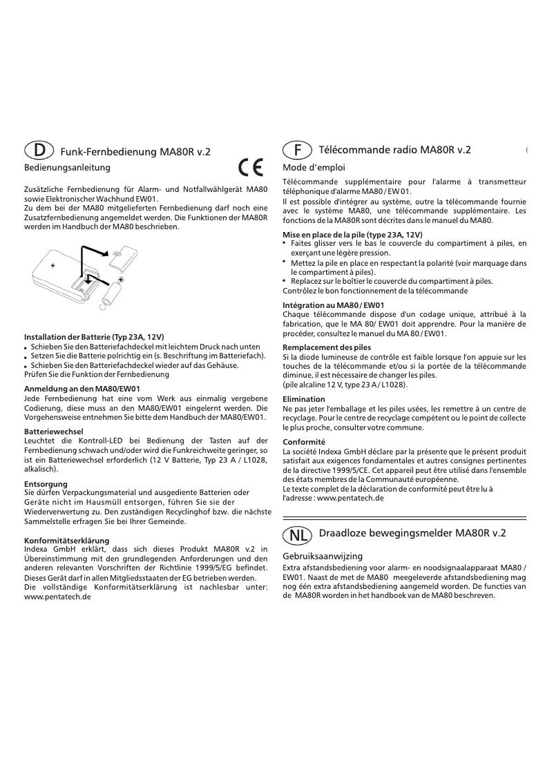 Imagen de la primera página del manual del dispositivo MA80R