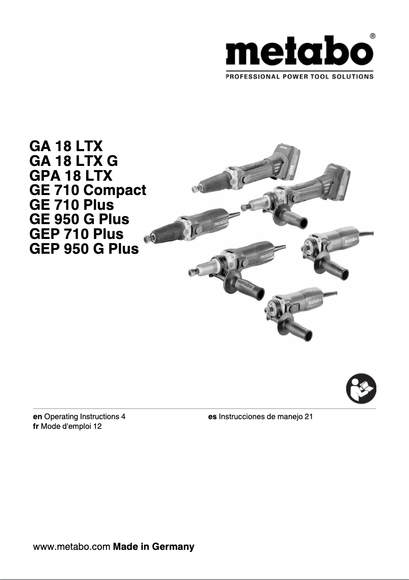 Página 1 del manual Manual de usuario Metabo GA 18 LTX G