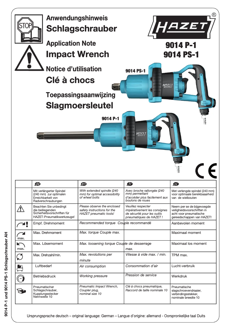 Página nº 1 - Manual de usuario Hazet 9014PS-1