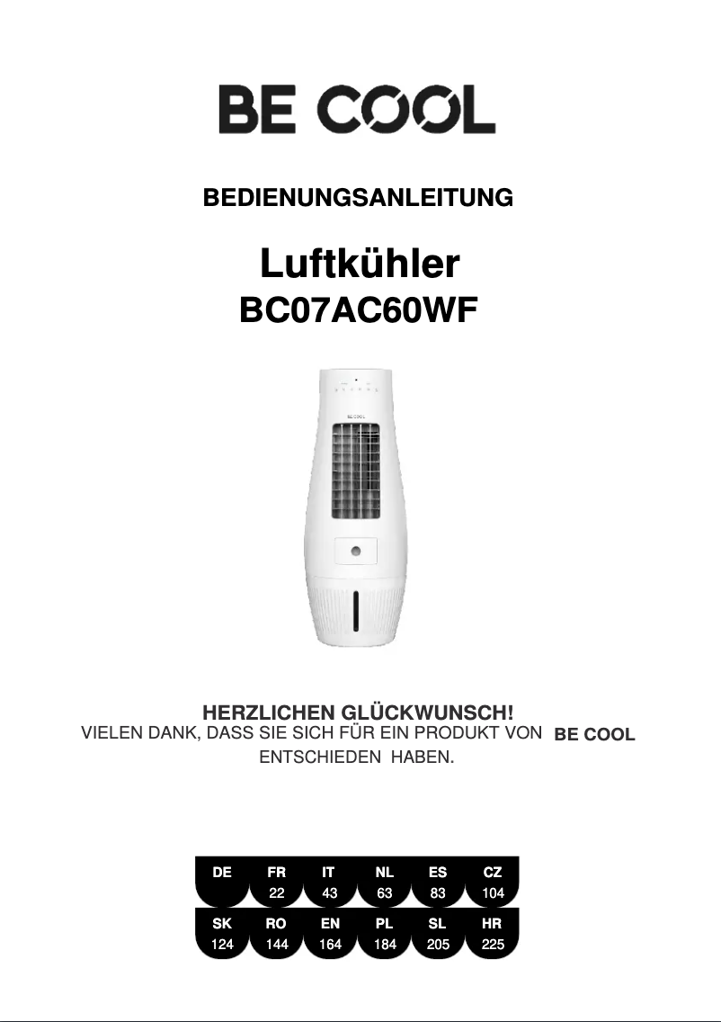 Página 1 del manual Manual de usuario Be Cool BC07AC60WF