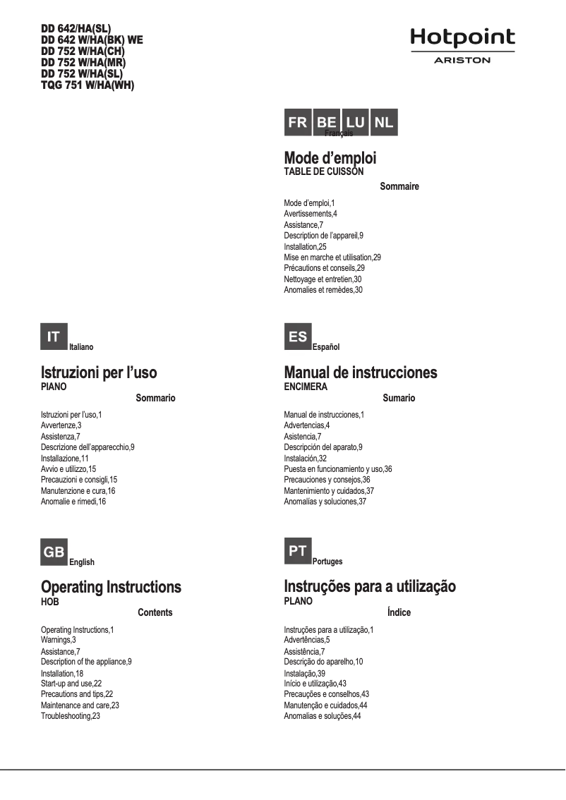 Página 1 del manual Manual de usuario Hotpoint F100668
