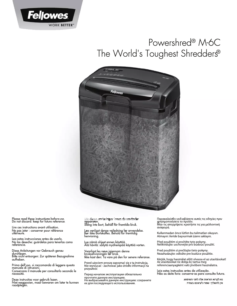 Página 1 del manual Manual de usuario Fellowes Powershred M-6C