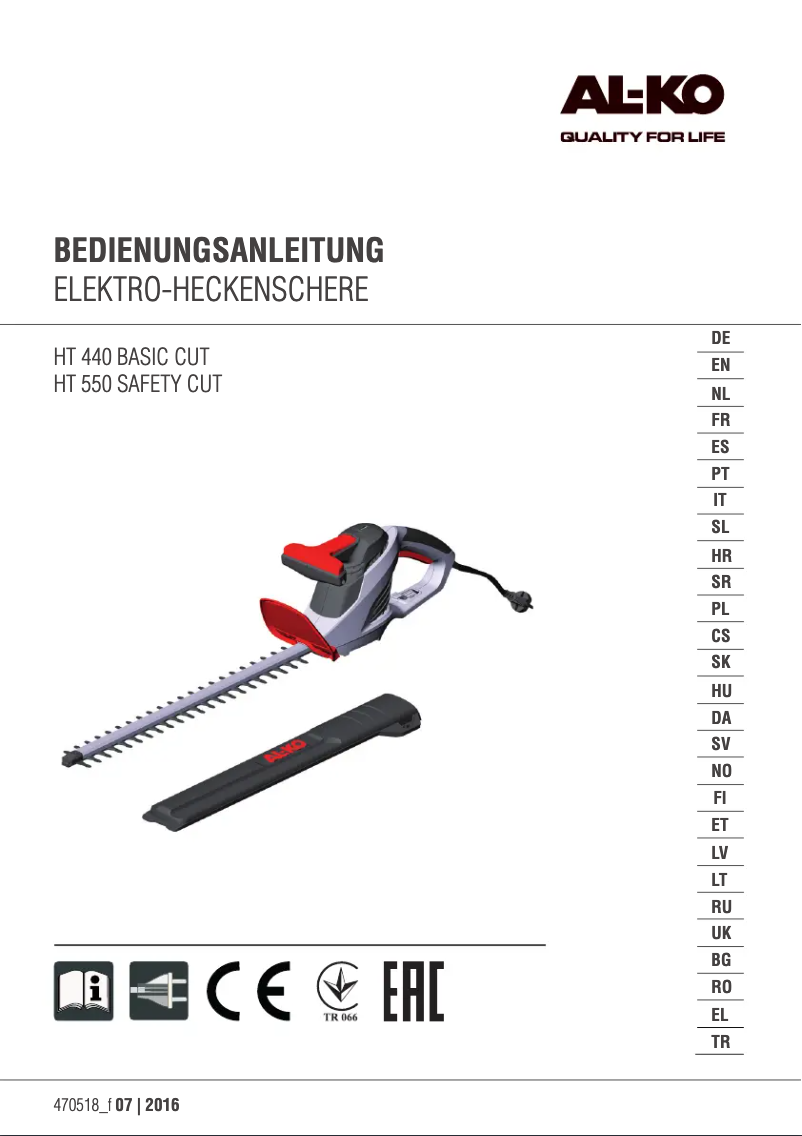 Imagen de la primera página del manual del dispositivo HT 440 Basic Cut