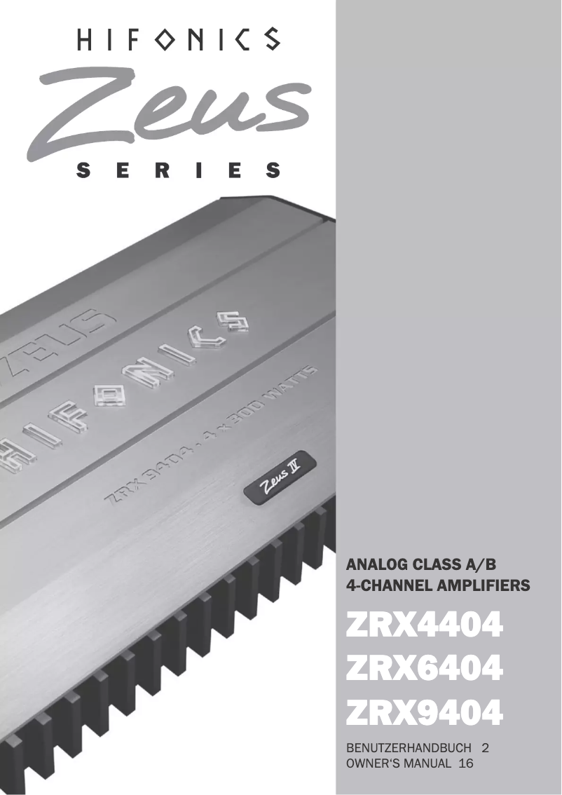 Página 1 del manual Manual de usuario Hifonics Zeus ZRX6404