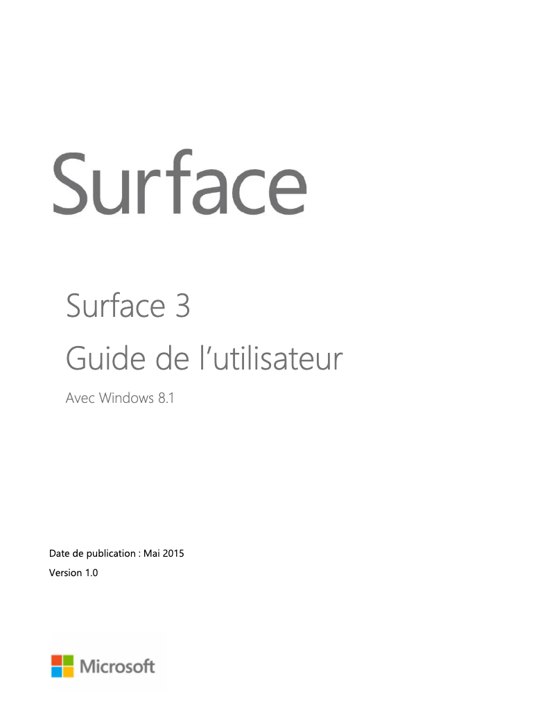 Imagen de la primera página del manual del dispositivo Surface 3