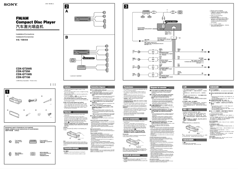 Imagen de la primera página del manual del dispositivo CDX-GT150S