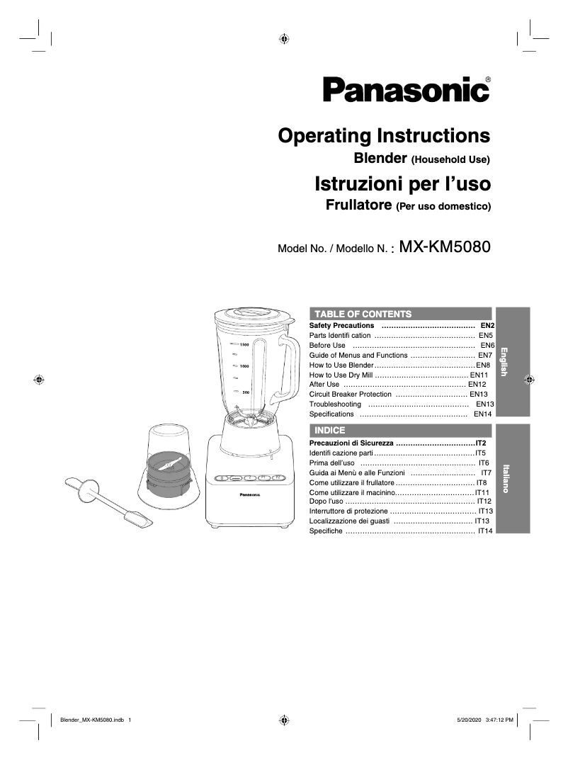 Imagen de la primera página del manual del dispositivo MX-KM5080
